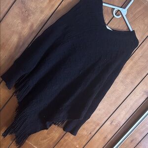 Elegant Black Fringe Poncho